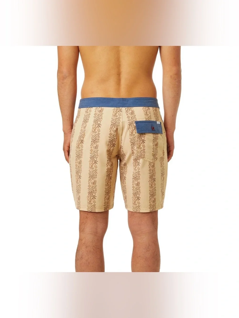 Katin Board Shorts Mens Tan Tropical Floral Drawstring Hybrid Swim Trunks
